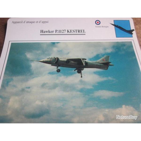 FICHE  AVIATION  TYPE APPAREIL D ATTAQUE ET D APPUI /  HAWKER P 1127 KESTREL  G BRETAGNE