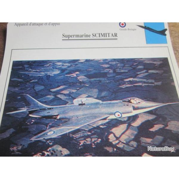 FICHE  AVIATION  TYPE APPAREIL D ATTAQUE ET D APPUI / SUPER MARINE SCIMITAR G BRETAGNE