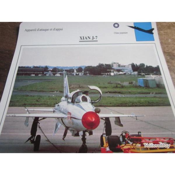 FICHE  AVIATION  TYPE APPAREIL D ATTAQUE ET D APPUI / XIAN J-7  CHINE