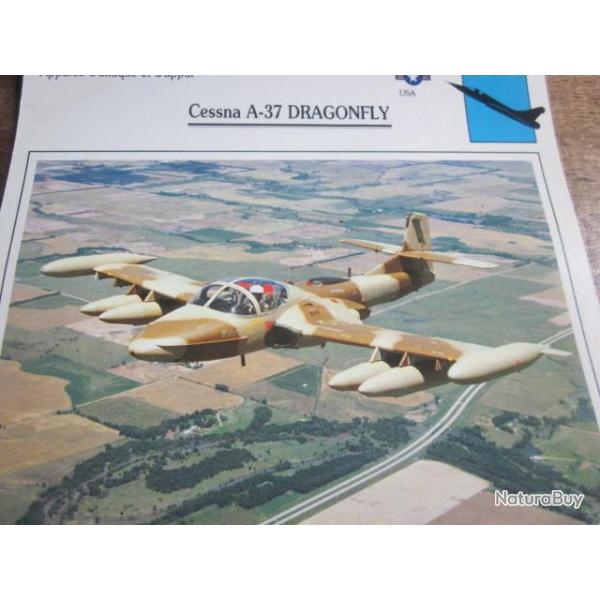 FICHE  AVIATION  TYPE APPAREIL D ATTAQUE ET D APPUI / CESSNA A 37 DRAGONFLY  USA