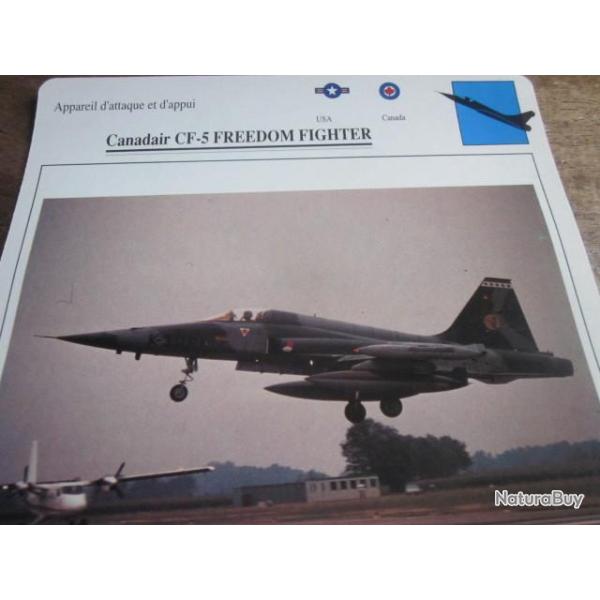 FICHE  AVIATION  TYPE APPAREIL D ATTAQUE ET D APPUI / CANADAIR CF 5 FREEDOM FIGHTER    USA / CANADA