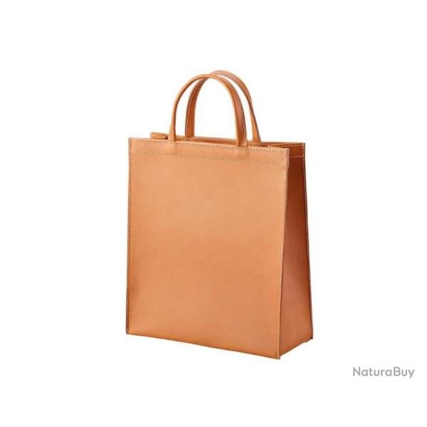 Sac papier vertical petit mod�le col antique naturel, marine, bronze et havane ALEXANDRE MAREUIL