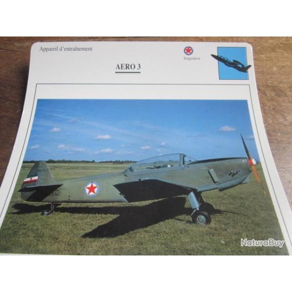 FICHE  AVIATION  TYPE  APPAREIL  D ENTRAINEMENT   /  AERO 3  YOUGOSLAVIE