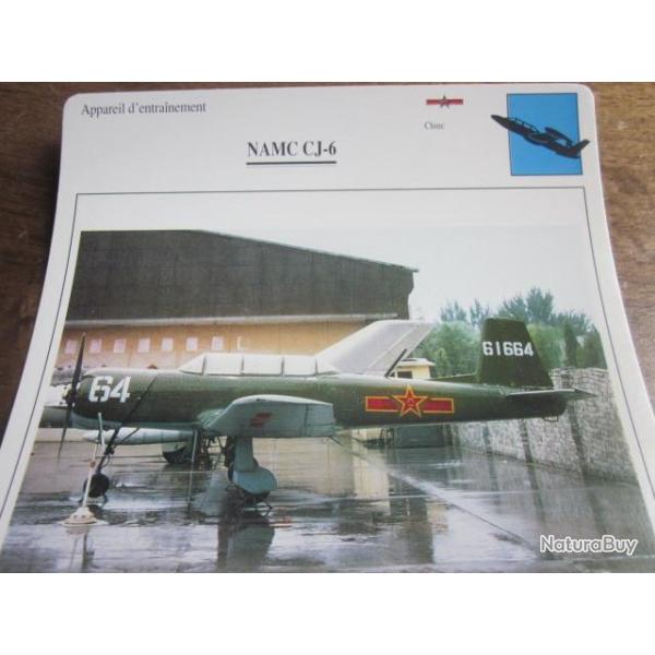 FICHE  AVIATION  TYPE  APPAREIL  D ENTRAINEMENT   /  NAMC CJ 6  CHINE