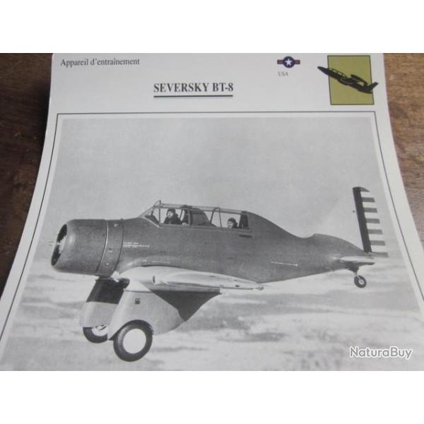 FICHE  AVIATION  TYPE  APPAREIL  D ENTRAINEMENT   /  SEVERSKY BT 8 USA