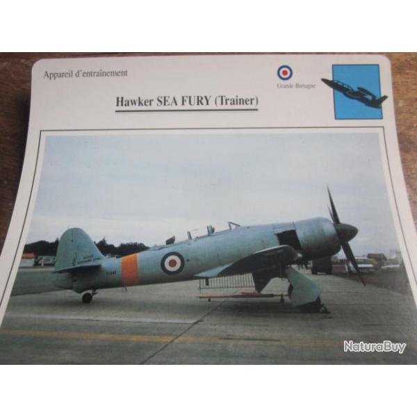 FICHE  AVIATION  TYPE  APPAREIL  D ENTRAINEMENT   /  HAWKER  SEA FURY TRAINER  G BRETAGNE