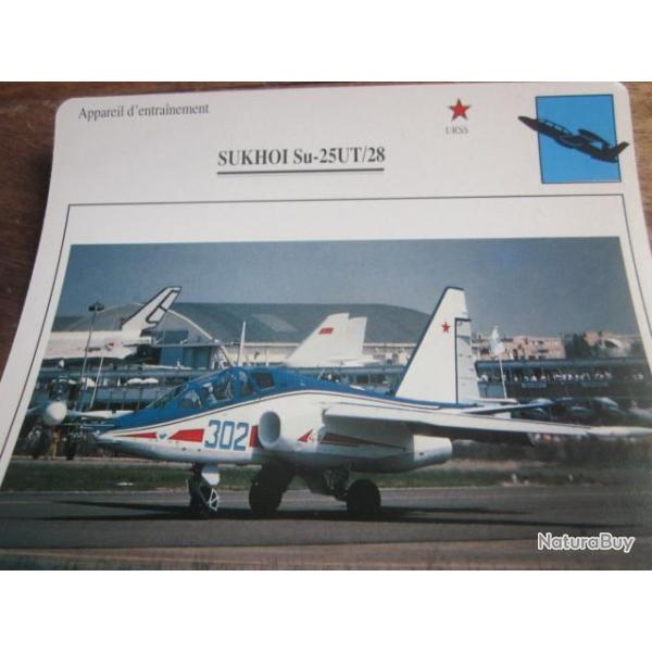 FICHE  AVIATION  TYPE  APPAREIL  D ENTRAINEMENT   /  SUKHOI Su 25UT / 28  URSS