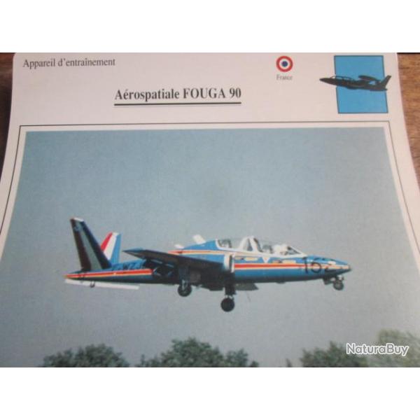 FICHE  AVIATION  TYPE  APPAREIL  D ENTRAINEMENT   /  FOUGA 90  FRANCE