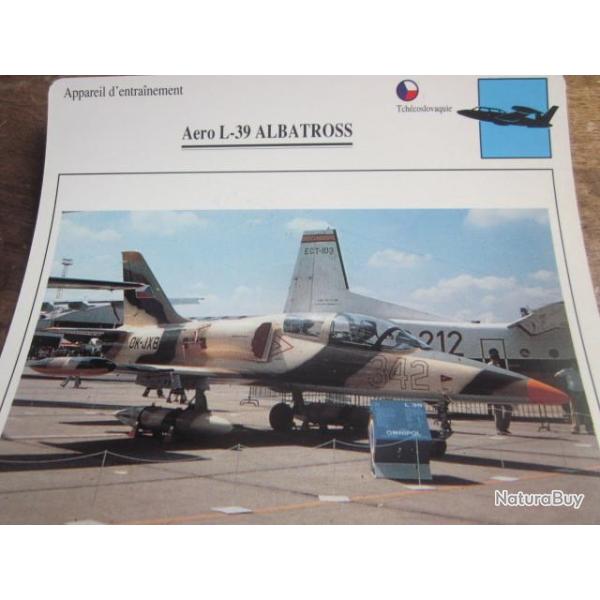 FICHE  AVIATION  TYPE  APPAREIL  D ENTRAINEMENT   /  AERO L 39 ALBATROSS  TCHECOSLOVAQUIE