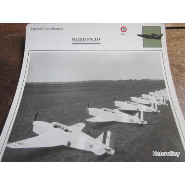 FICHE  AVIATION  TYPE  APPAREIL  D ENTRAINEMENT   /  NARDI FN 315  ITALIE