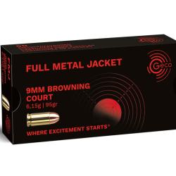 B- 50 CARTOUCHES GECO FMJ 95GR CALIBRE 9 COURT/380AUTO