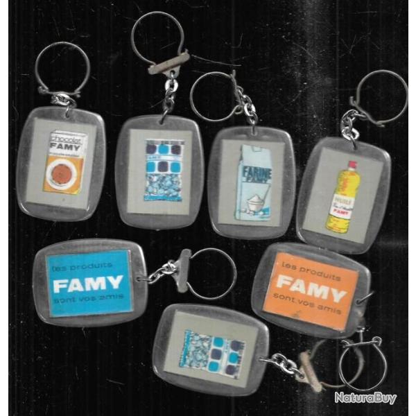 famy lot de 8 porte-clefs , produits d'�picerie bonbons , chocolat, farine , huile,