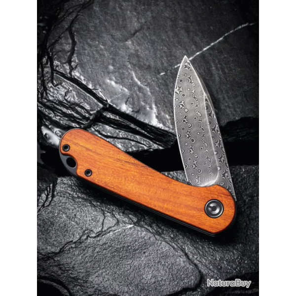 Couteau CIVIVI C907 Elementum Damas Manche Cuibourtia Roulement IKBS Linerlock Clip CIVC907DS2