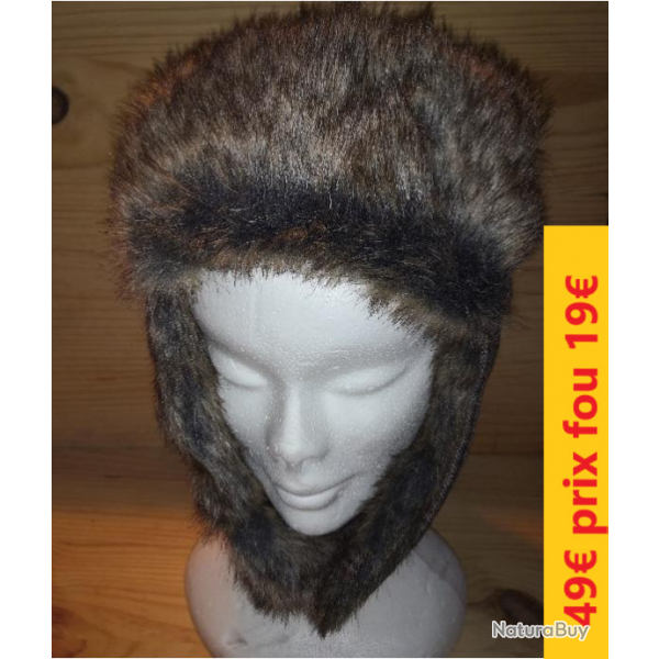 CHAPKA TWEED IMPERM�ABLE CHAUDE avec rabat fourrure autour du cou   T 58   LG01643-58