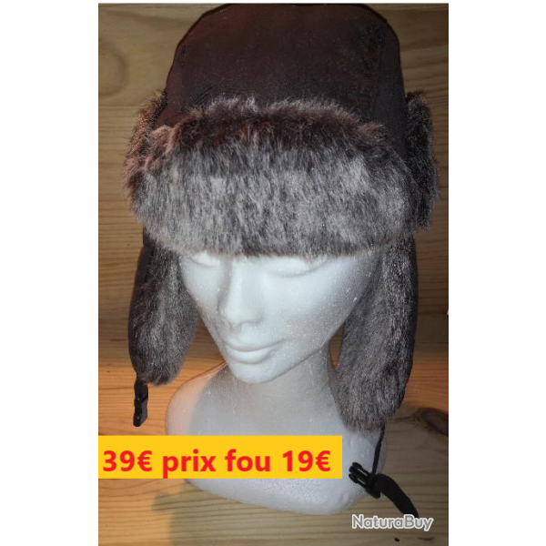 CHAPKA MICROFIBREMARRON IMPERM�ABLE CHAUDE avec rabat fourrure autour du cou   T 56   ref LG00968-56