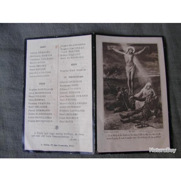 WW1 FRANCE IMPRIM� " HONNEUR AUX MORTS DE BRIE COMTE ROBERT " 1914-1919