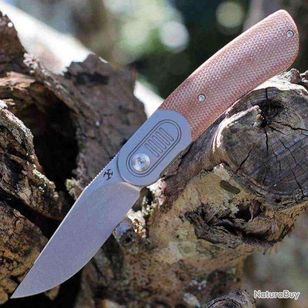 Couteau Kansept Reverie Brown Manche Micarta/Titane Lame S35VN IKBS Framelock Clip K2025A7