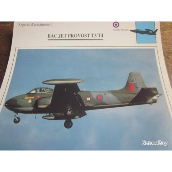 FICHE  AVIATION  TYPE  APPAREIL  D ENTRAINEMENT   /  BAC  JET  PROVOST T3 / T4  G BRETAGNE