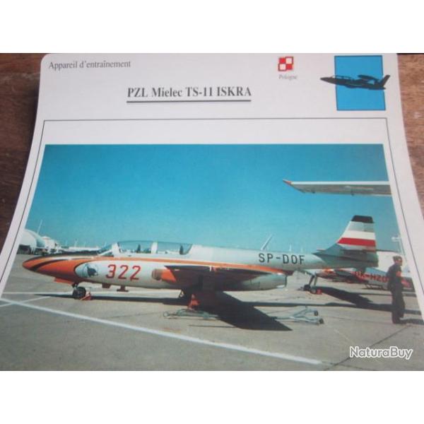 FICHE  AVIATION  TYPE  APPAREIL  D ENTRAINEMENT   /  PZL MIELEC TS 11  ISKRA  POLOGNE