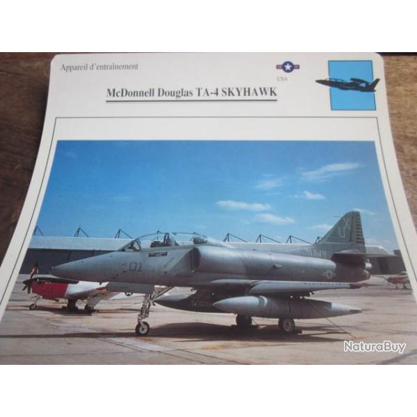 FICHE  AVIATION  TYPE  APPAREIL  D ENTRAINEMENT   /  Mc DONNELL DOUGLAS  TA 4 SKYHAWK    USA