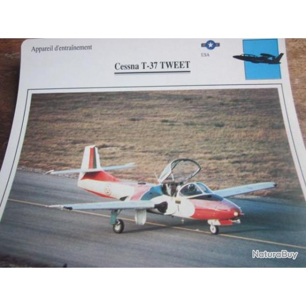 FICHE  AVIATION  TYPE  APPAREIL  D ENTRAINEMENT   / CESSNA T 37 TWEET  USA