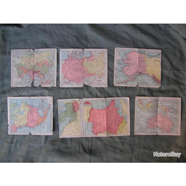 WW2 US 6 PETITES CARTE G�N�RALES DU MONDE AMERICAINES 7R39