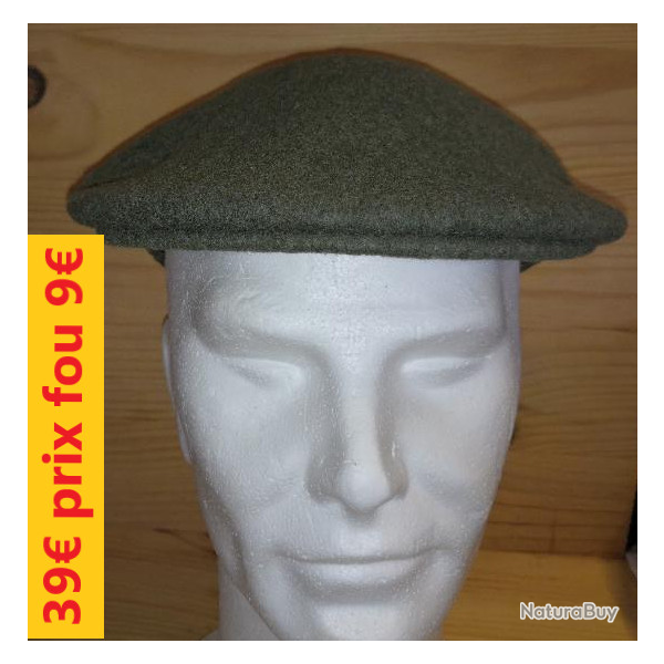 CASQUETTE PLATE LAINE VERTE "ATTENTION LGERS DFAUTS TROUS DE MITES"     948-S61