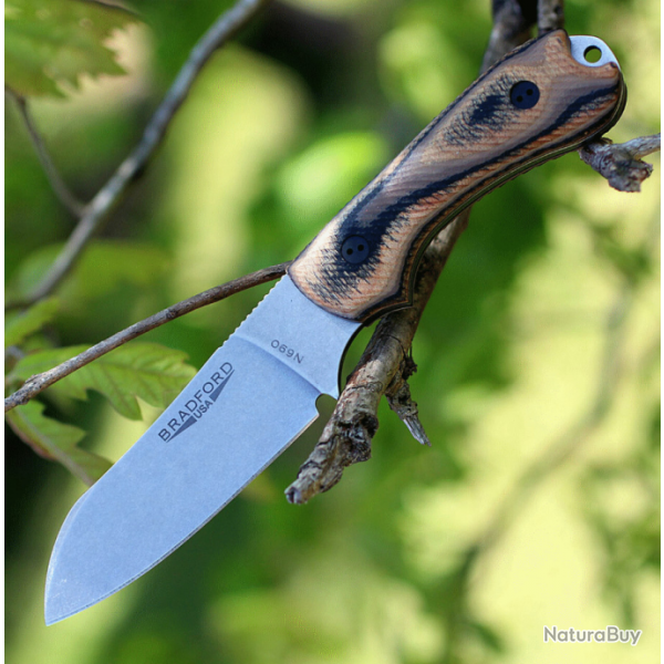 Couteau Bradford Guardian3 3D Manche G-Wood Lame N690 Etui Cuir Made USA BRAD3SF115