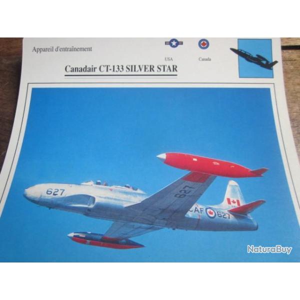 FICHE  AVIATION  TYPE  APPAREIL  D ENTRAINEMENT   / CANADAIR CT 133 SILVER STAR