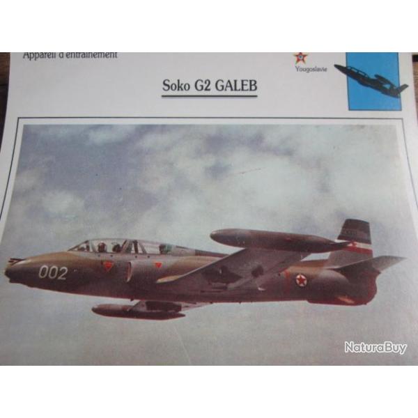 FICHE  AVIATION  TYPE  APPAREIL  D ENTRAINEMENT   / SOKO G2 GALEB  YOUGOSLAVIE