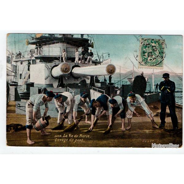 CPA - La vie du Marin -LAVAGE DU PONT N�1221