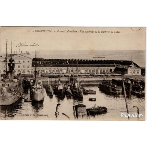 CPA - CHERBOURG - L'Arsenal Maritime-Vue g�n�rale de la Batterie de Salut  N�1224