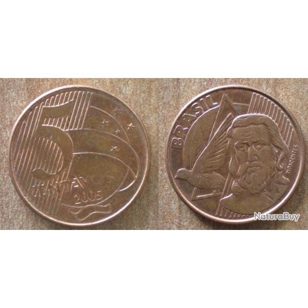 Bresil 5 Centavos 2005 Piece Reals Cruzeiros Centavo Amerique Sud