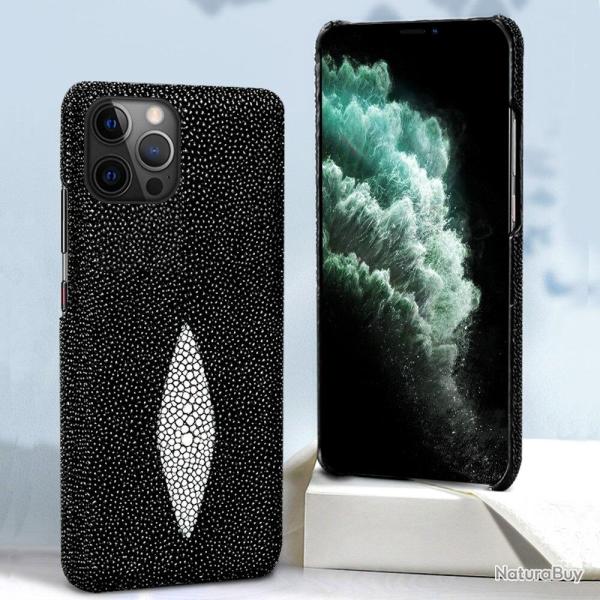 Coque Luxe iPhone Cuir Raie Stingray Galuchat-Au Choix-iPhone 13 20260729082514