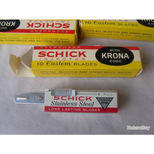 WW2 US PAQUET DE 4 LAMES DE RASOIR AM�RICAIN " SCHICK CUSTOM " NEUVE DANS SA BO�TE D'ORIGINE