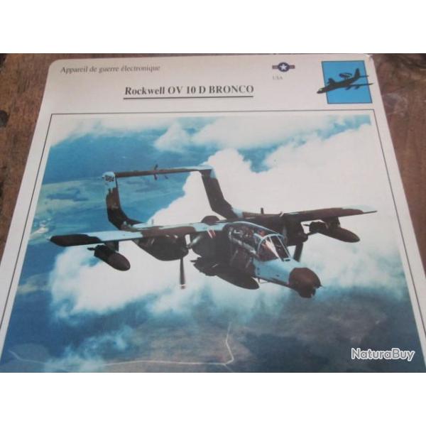 FICHE  AVIATION  TYPE APPAREIL DE GUERRE  ELECTRONIQUE  / ROCKWELL OV D BRONCO  USA