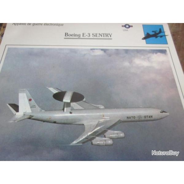 FICHE  AVIATION  TYPE APPAREIL DE GUERRE  ELECTRONIQUE  / BOEING E 3 SENTRY   USA