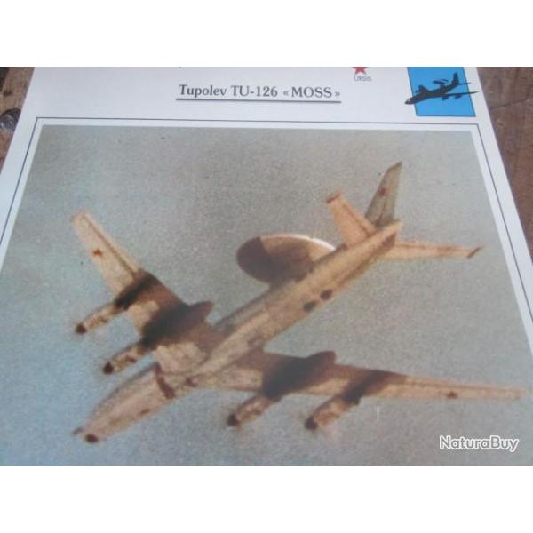 FICHE  AVIATION  TYPE APPAREIL DE GUERRE  ELECTRONIQUE  / TUPOLEV TU 126 MOSS  URSS
