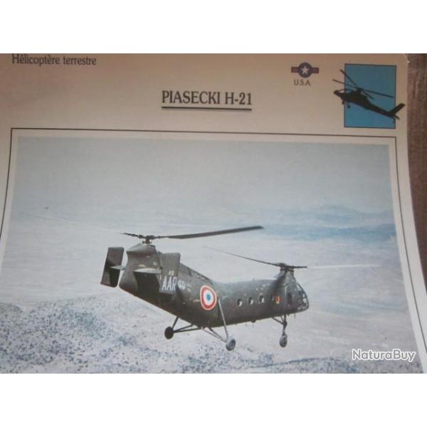 FICHE  AVIATION  TYPE APPAREIL HELICOPTERE TERRESTRE /  PIASECKI H 21  USA