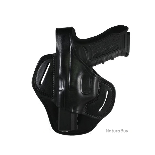 Etui cuir de ceinture - pistolet - gaucher noir (2)