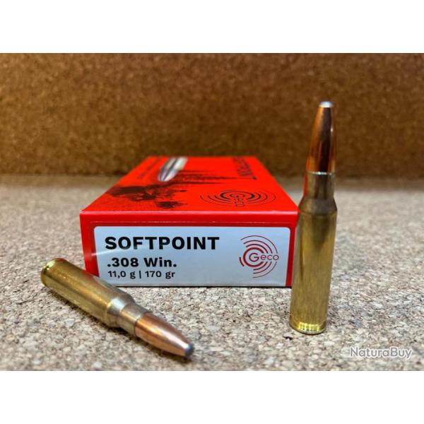 BOITES DE 20 BALLES GECO DEMI BLINDEE 308 WIN 11 GR