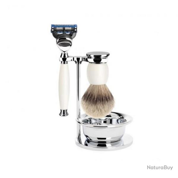 Set de rasage Fusion "Sophist" 4 pi�ces, Manche porcelaine [M�hle]