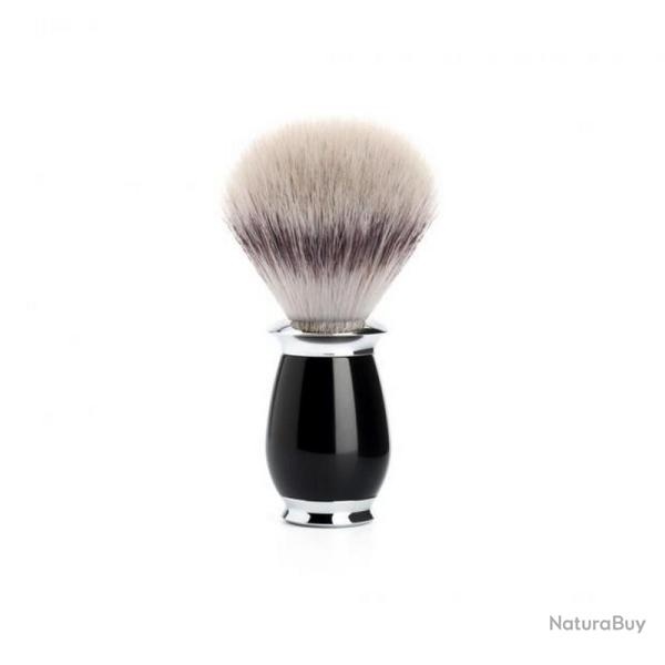 Blaireau "Purist", Manche r�sine noire, Poils fibre synth�tique argent�e [M�hle]