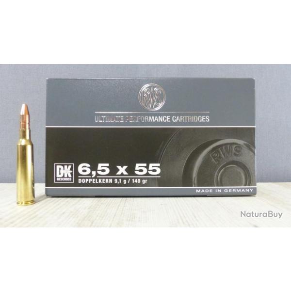 20 Munitions RWS / 6,5x55 (140 gr DK) / Boite de 20 /