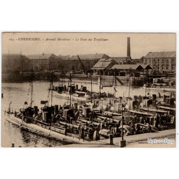 CPA - CHERBOURG - L'Arsenal Maritime-Le Poste Torpilleurs  N�1295