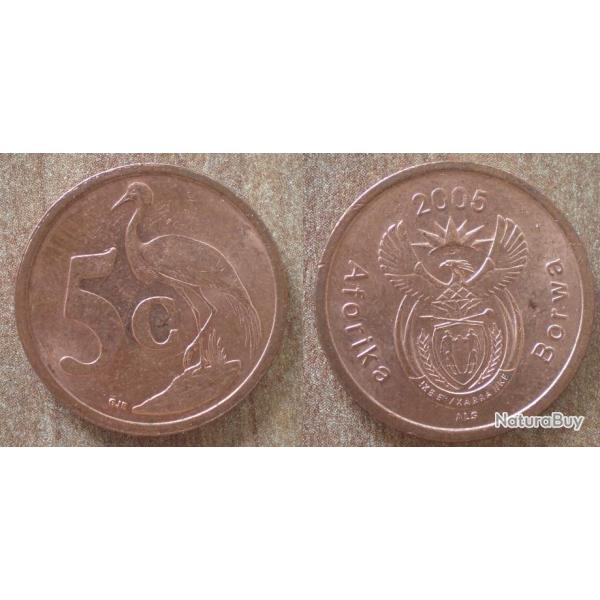 Afrique Du Sud 5 Cents 2005 Afrika Borwa Au Dos South Africa Piece