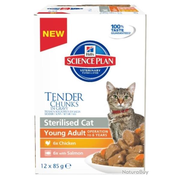 HILLS FELINE STERILISED MULTIPACK  POULET SAUMON 12X85GR