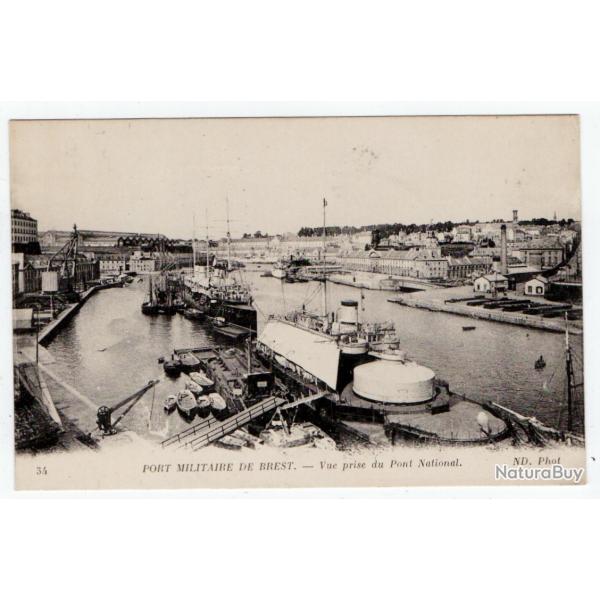 CPA -  Port Militaire  De BREST - Vue prise du Pont National N�1243
