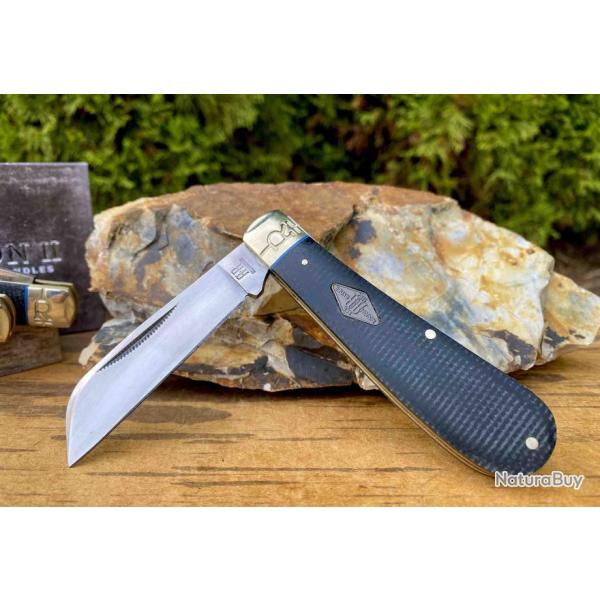 Couteau Rough Ryder Hawkbill Black Micarta Lame Acier Carbone T10 Manche Micarta RR2213