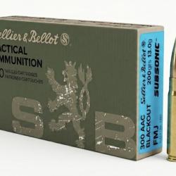 MUNITIONS SELLIER & BELLOT CALIBRE 300 BLACKOUT FMJ SUBSONIC 200gr - 13g x20